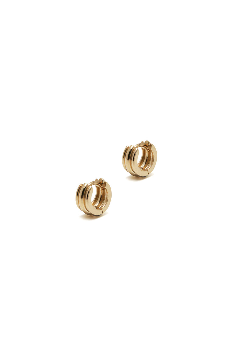 10K GOLD PETITE ROUNDED POTTERY VESSEL ONE-TOUCH EARRINGS