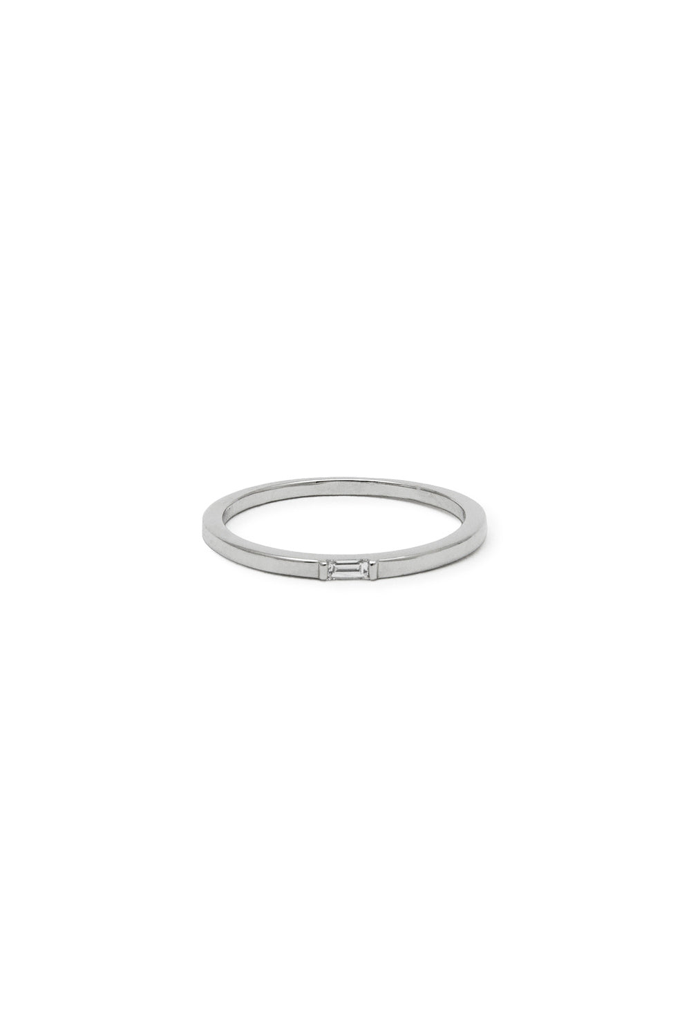 10K SLIM BODY BAGUETTE DIAMOND WHITE GOLD RING