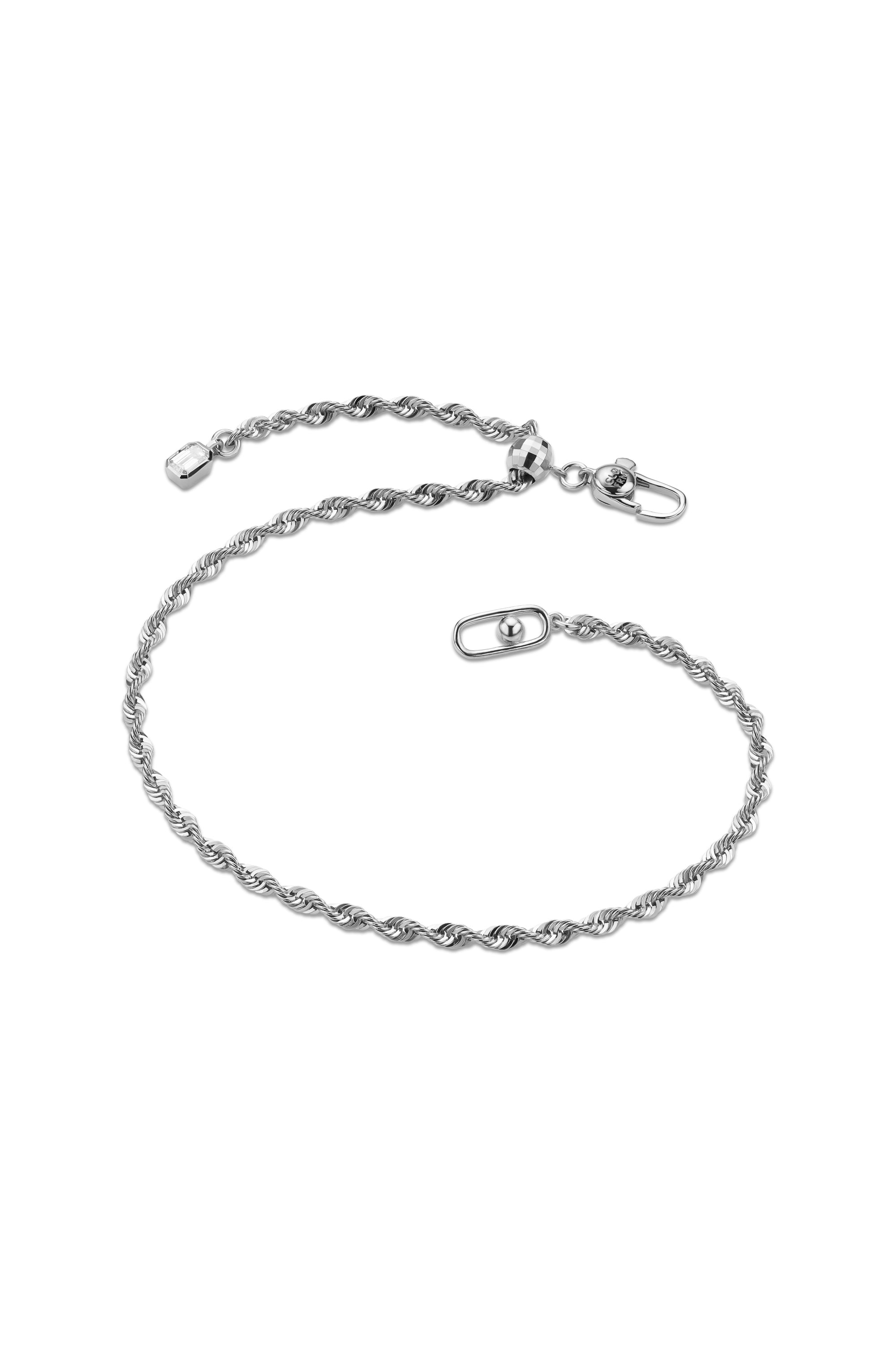 FREE LENGTH ROPE BRACELET IN WHITE GOLD