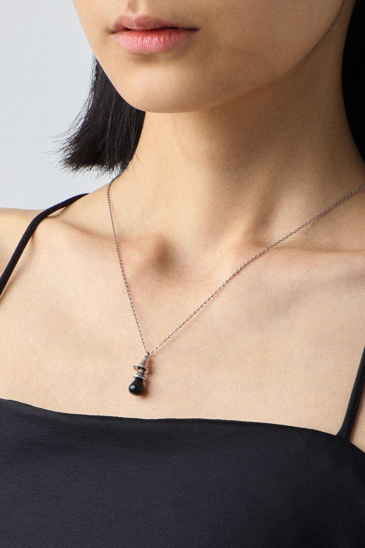BLACK BELL SILVER NECKLACE