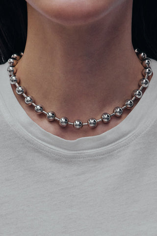 CHERISHING MOMENT SILVER BALL NECKLACE