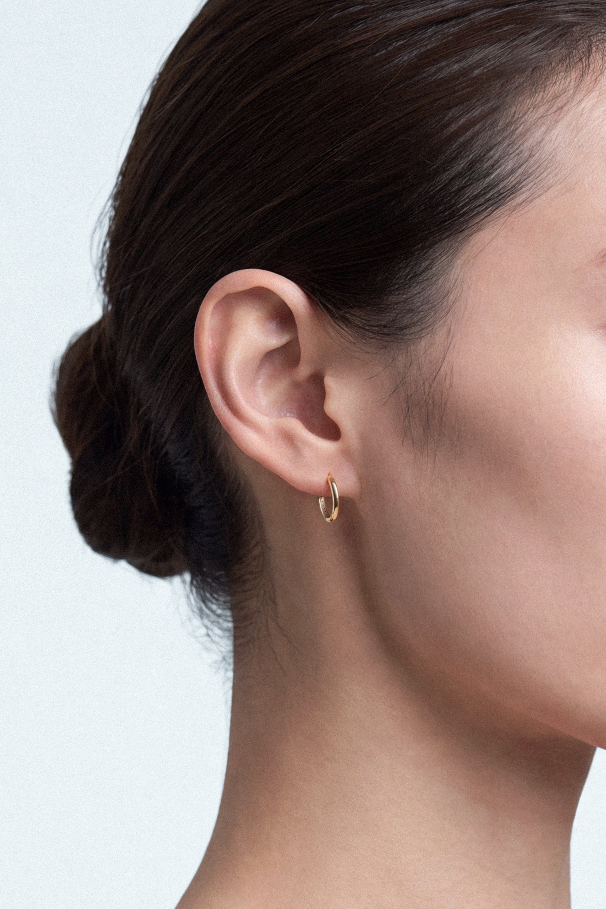 DEUX DEMI-PAVE 10K GOLD HOOP EARRINGS SMALL