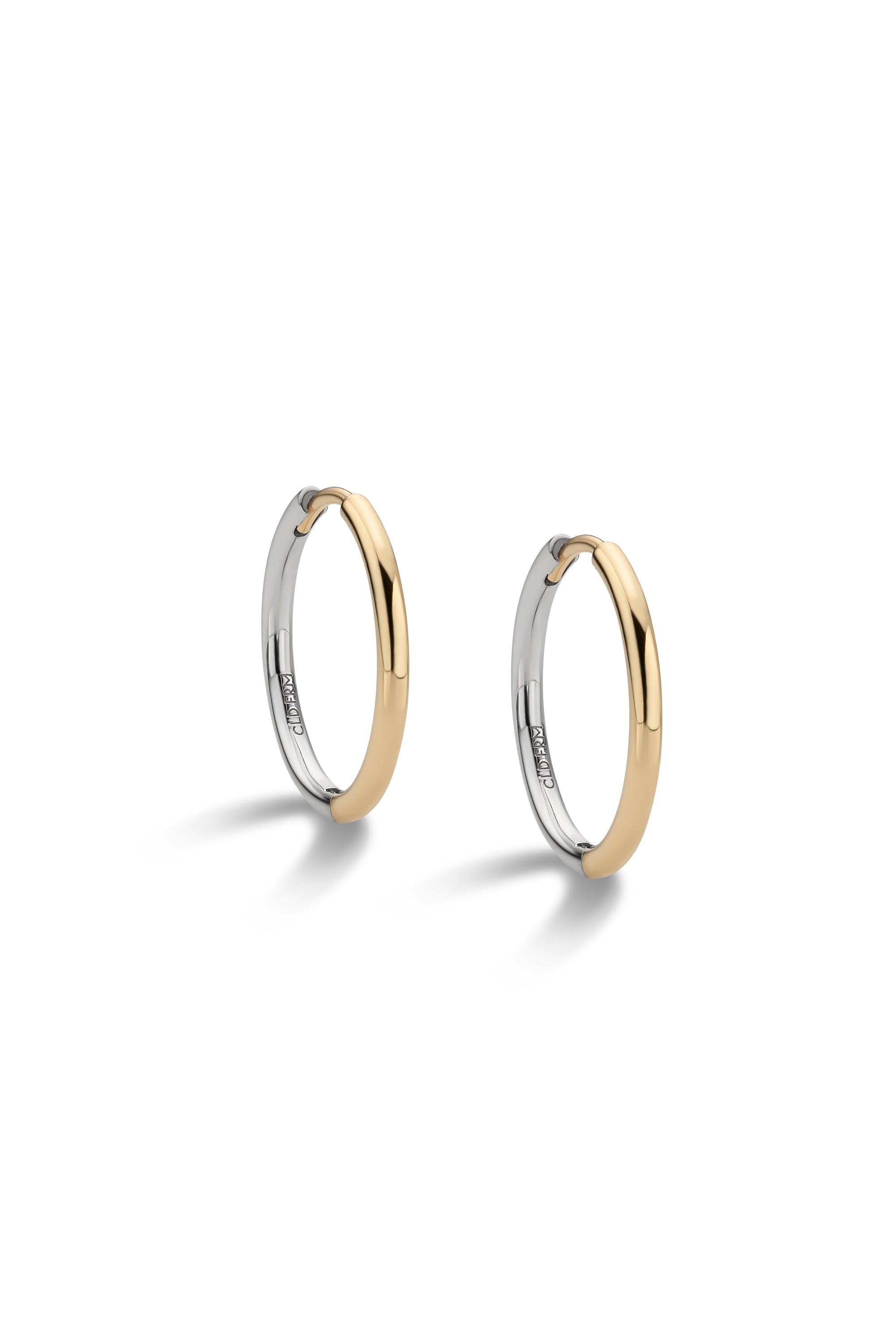 DEUX 10K BICOLOR GOLD HOOP EARRINGS LARGE