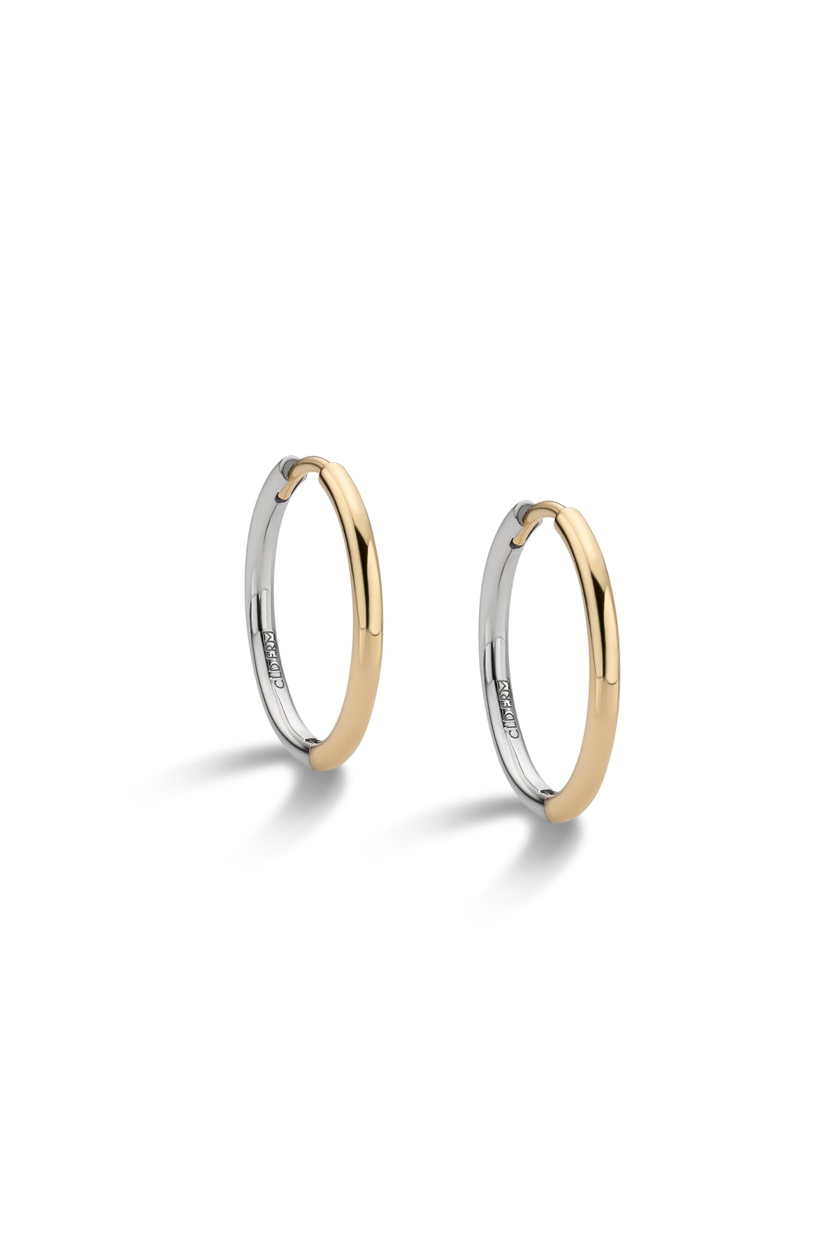 DEUX 10K BICOLOR GOLD HOOP EARRINGS LARGE