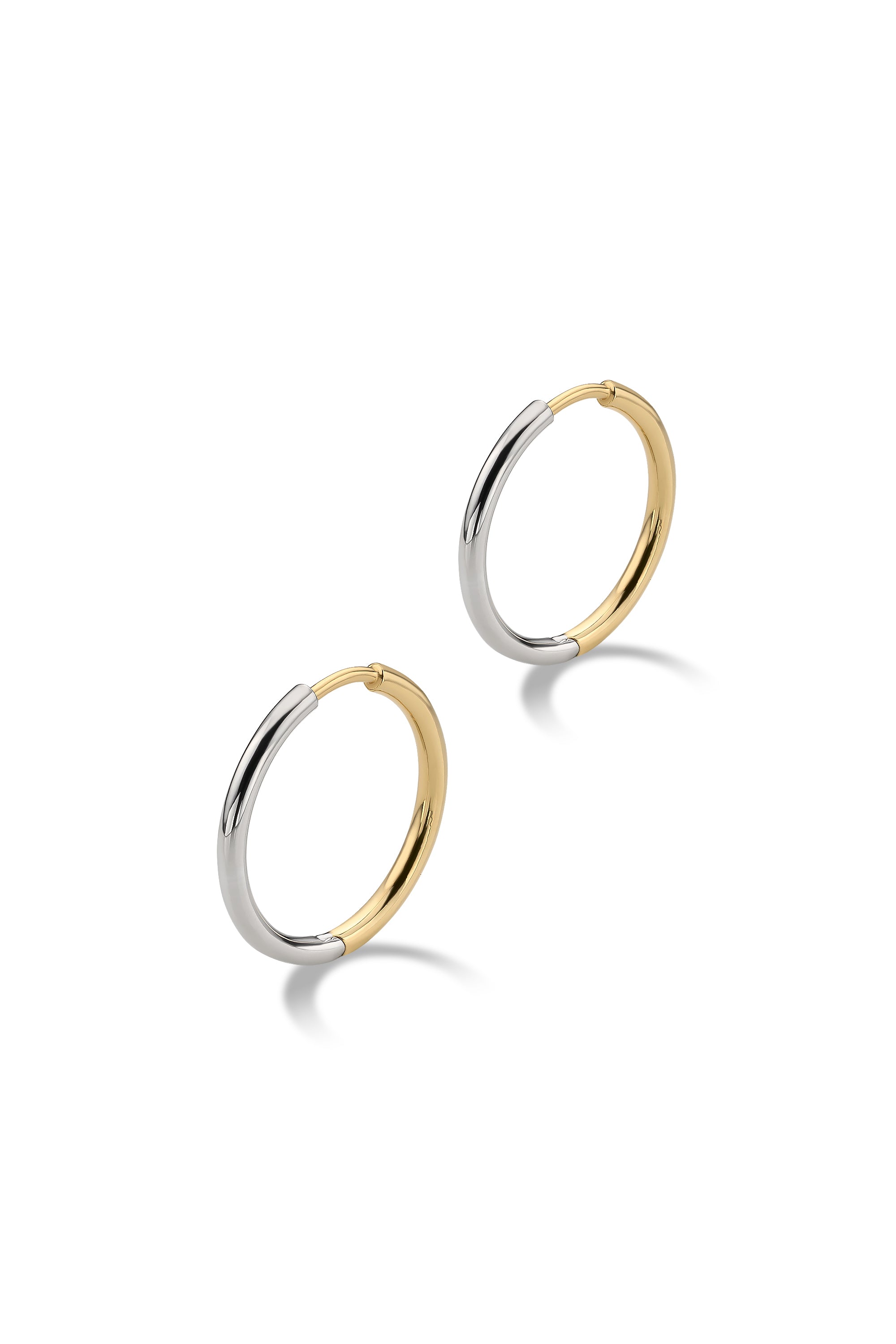 DEUX 18K BICOLOR GOLD HOOP EARRINGS LARGE