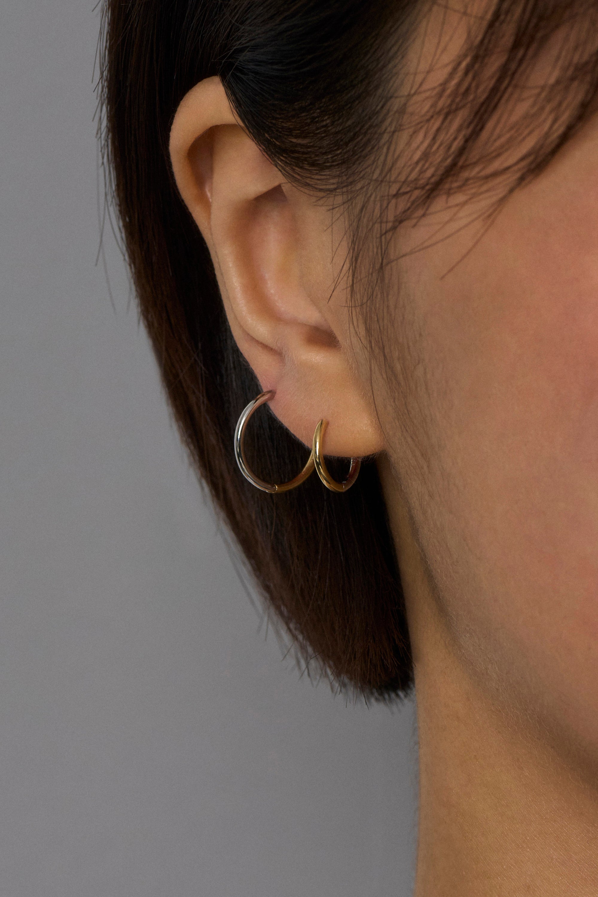 DEUX 18K BICOLOR GOLD HOOP EARRINGS LARGE