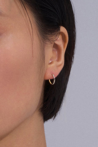 DEUX 18K BICOLOR GOLD HOOP EARRINGS SMALL