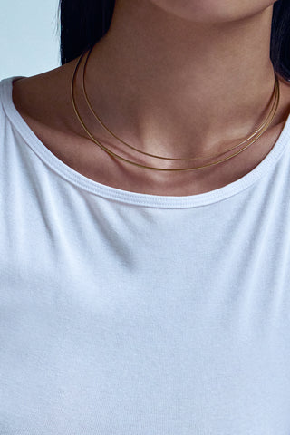 DUAL SQUARE NECKLACE 1.5MM IN GOLD & WHITE GOLD