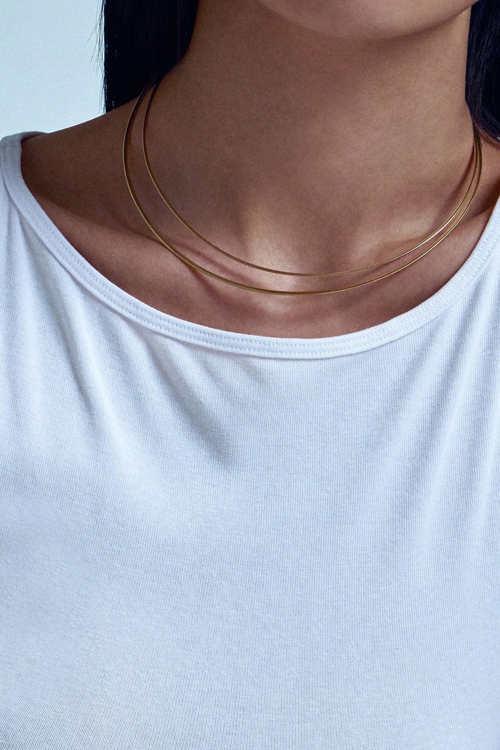 DUAL SQUARE NECKLACE 2.0MM IN GOLD & WHITE GOLD
