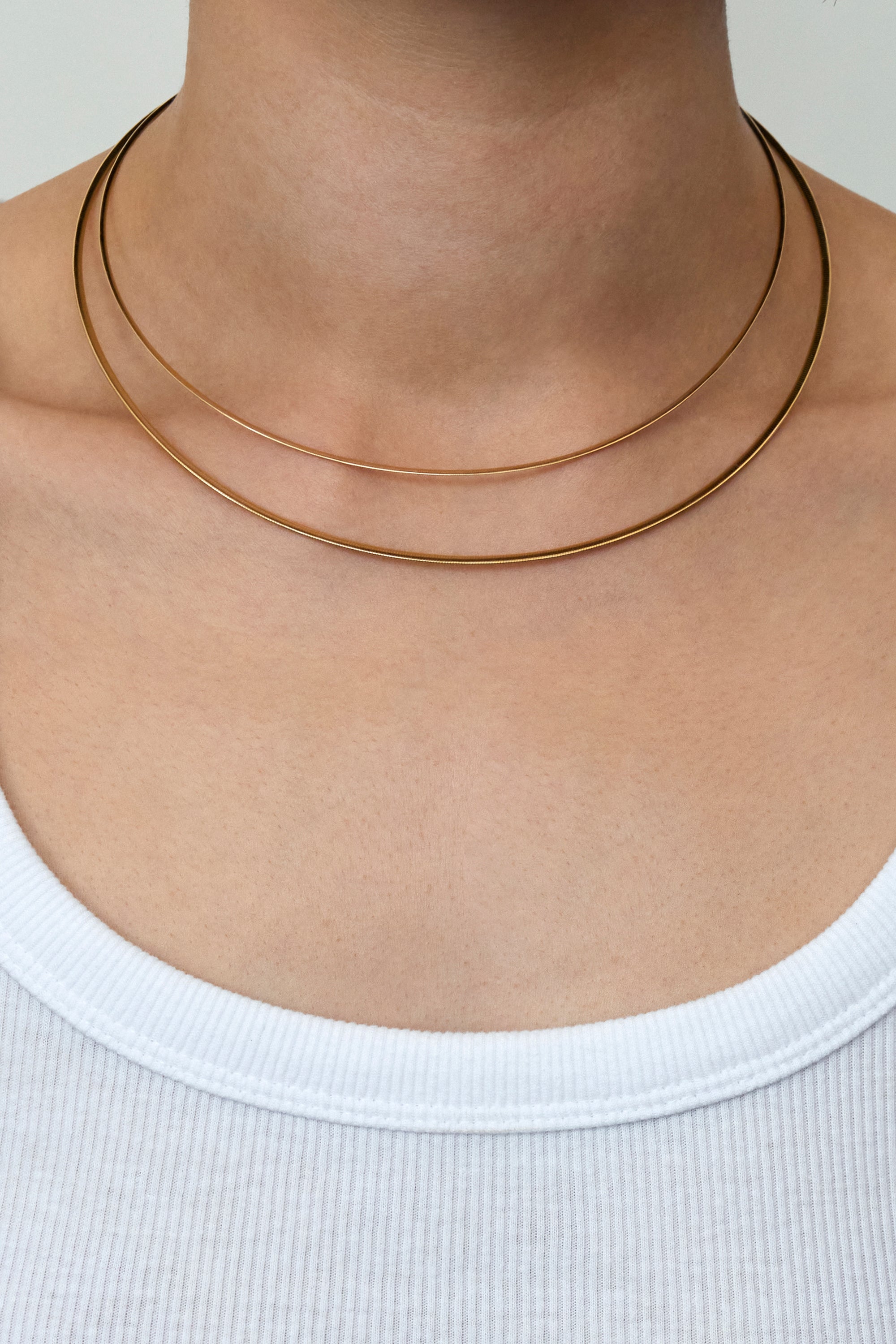 DUAL SQUARE NECKLACE 2.0MM IN GOLD & WHITE GOLD