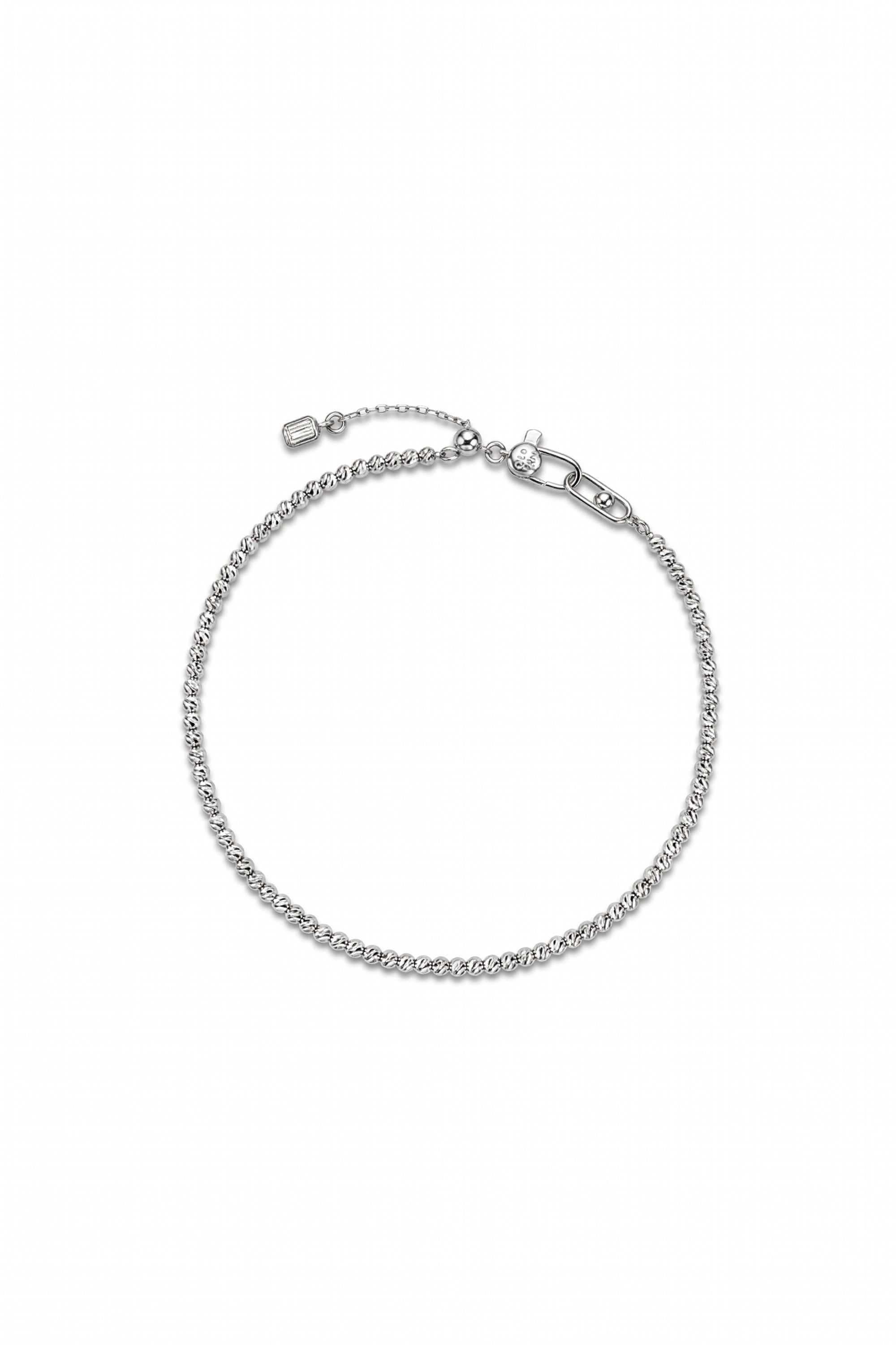 FACETED BALL CHAIN BRACELET IN WHITE GOLD