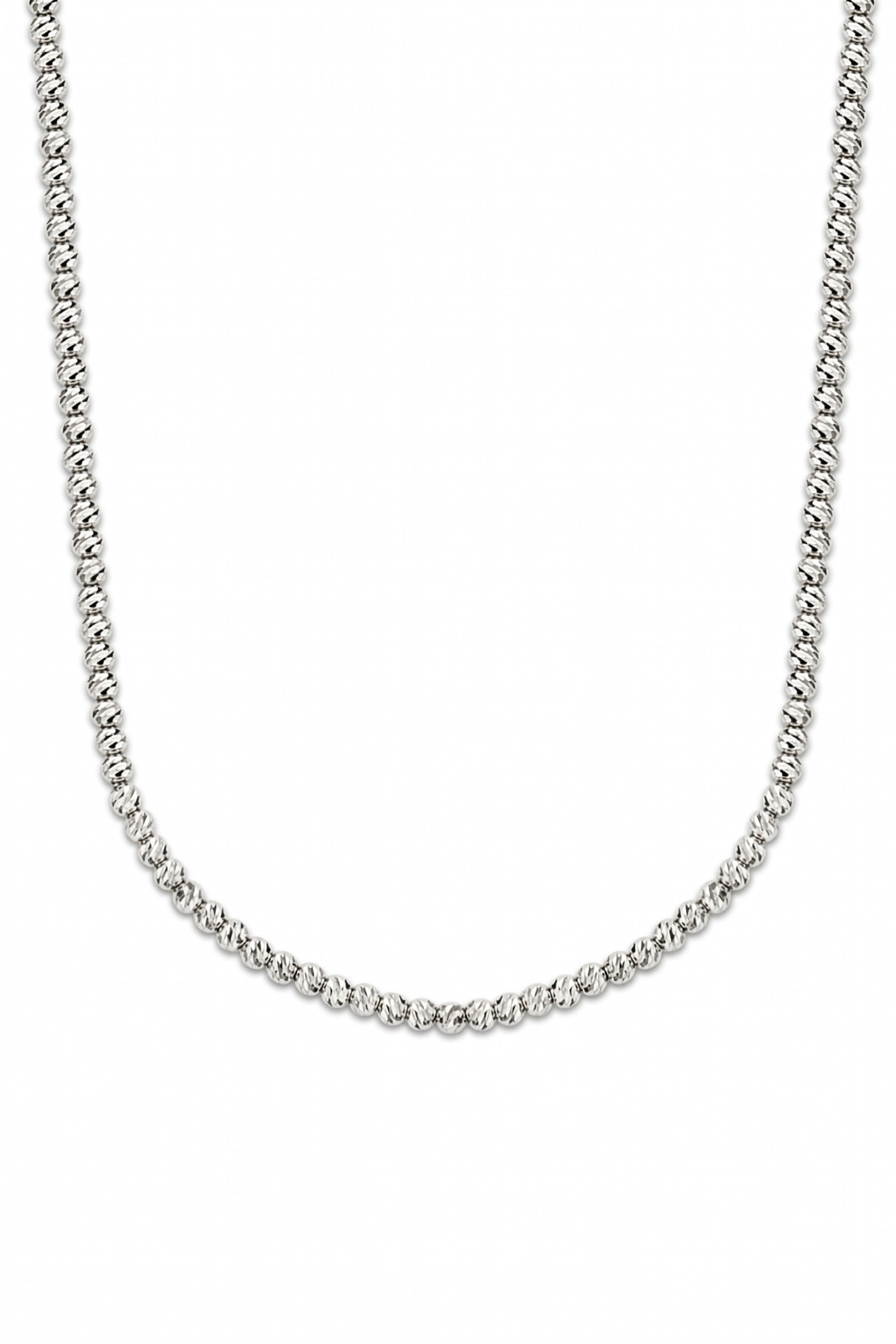 FACETED BALL CHAIN NECKLACE IN WHITE GOLD
