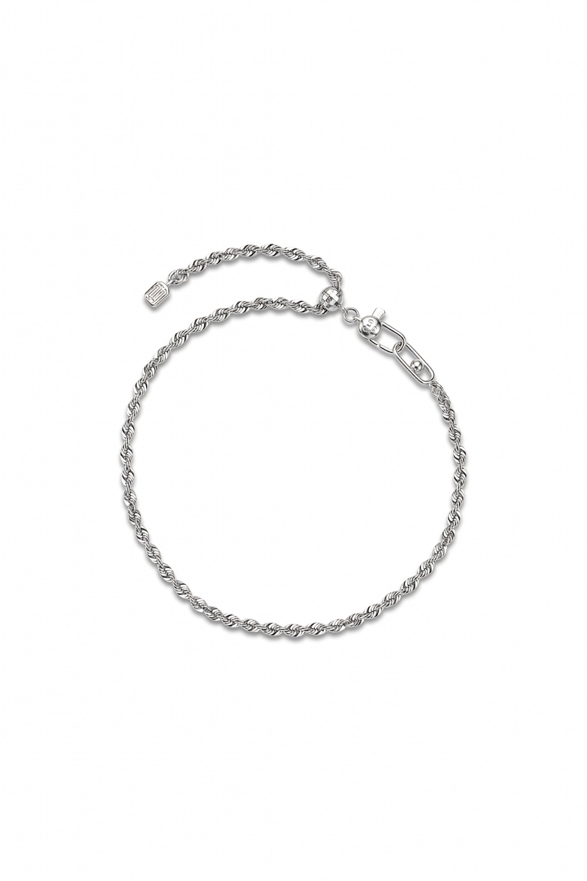 FREE LENGTH ROPE BRACELET IN WHITE GOLD