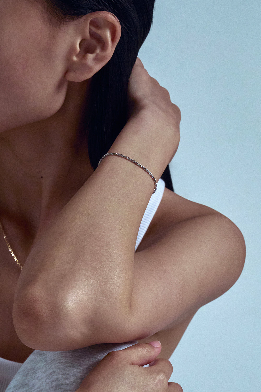 FREE LENGTH ROPE BRACELET IN WHITE GOLD