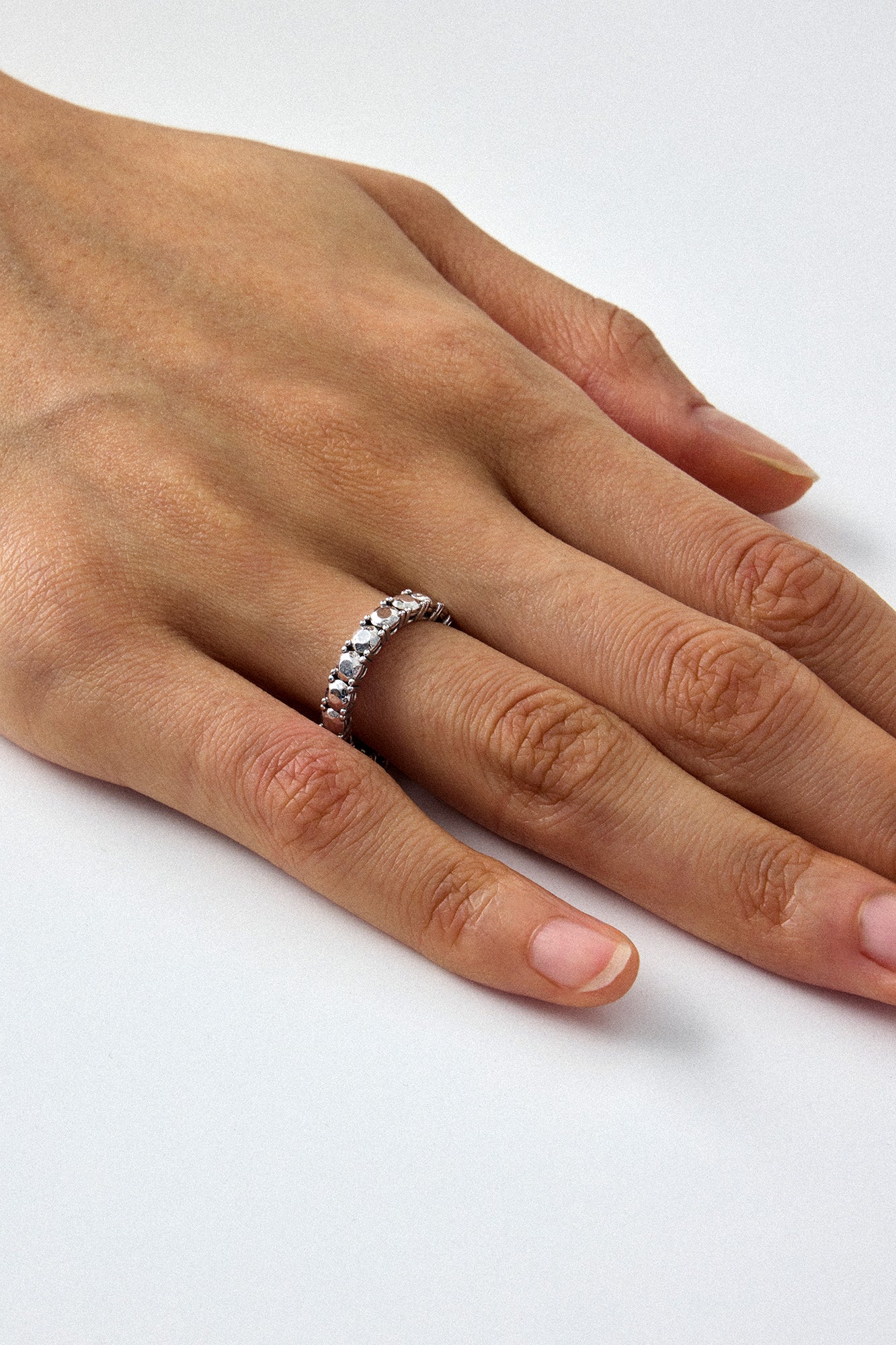 SILVER DIAMOND TENNIS RING