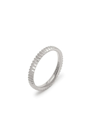 STERLING SILVER ESSENTIAL RIBBED SILHOUETTE RING