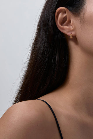 10K GOLD PETITE ROUNDED POTTERY VESSEL ONE-TOUCH EARRINGS