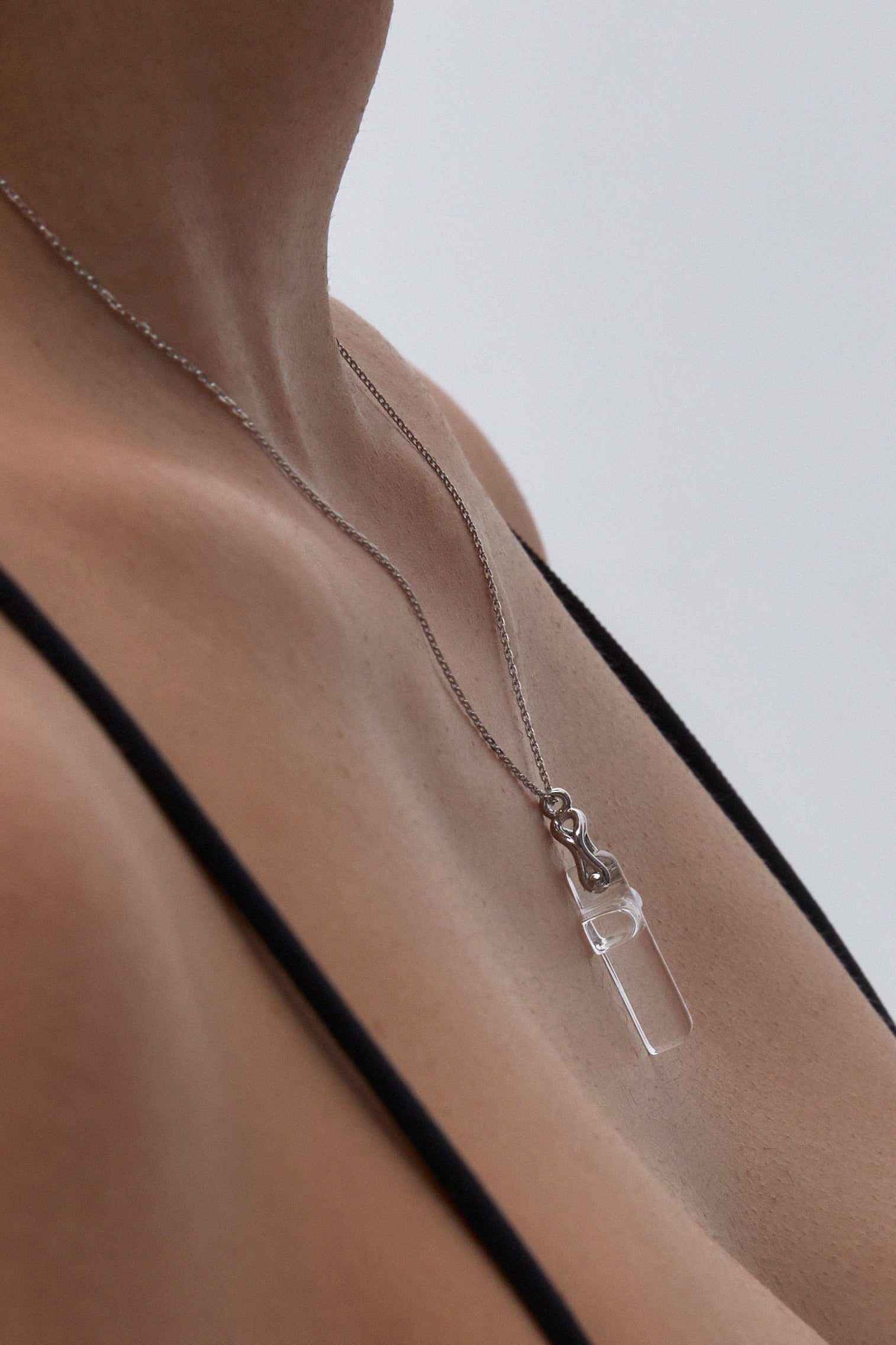 10K WHITE GOLD BLESSED CLEAR QUARTZ PENDANT