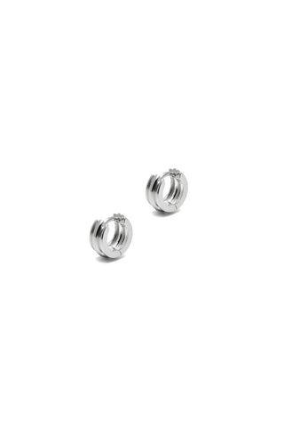 10K WHITE GOLD PETITE ROUNDED POTTERY VESSEL ONE-TOUCH EARRINGS