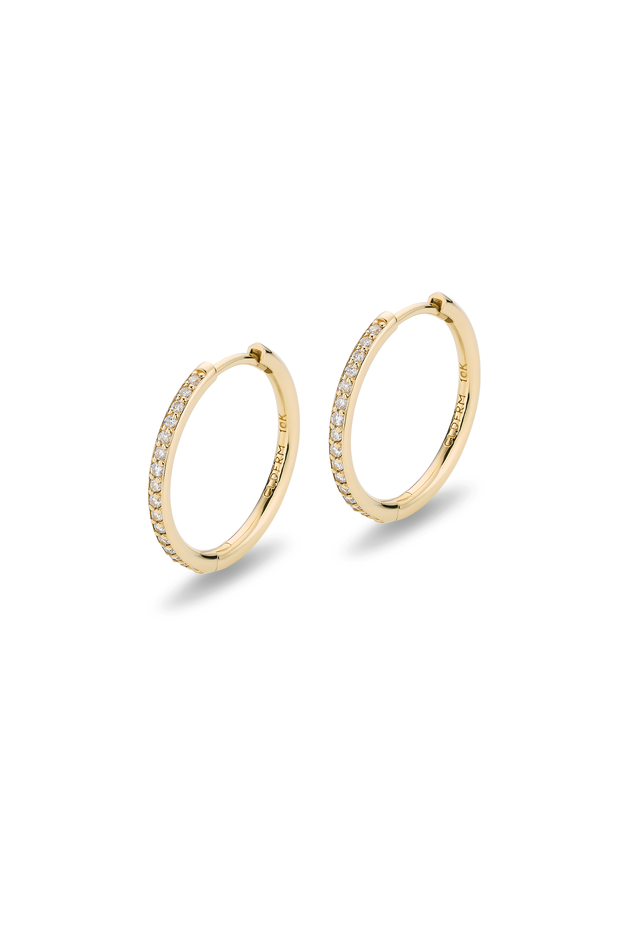 DEUX DEMI-PAVE 10K GOLD HOOP EARRINGS LARGE
