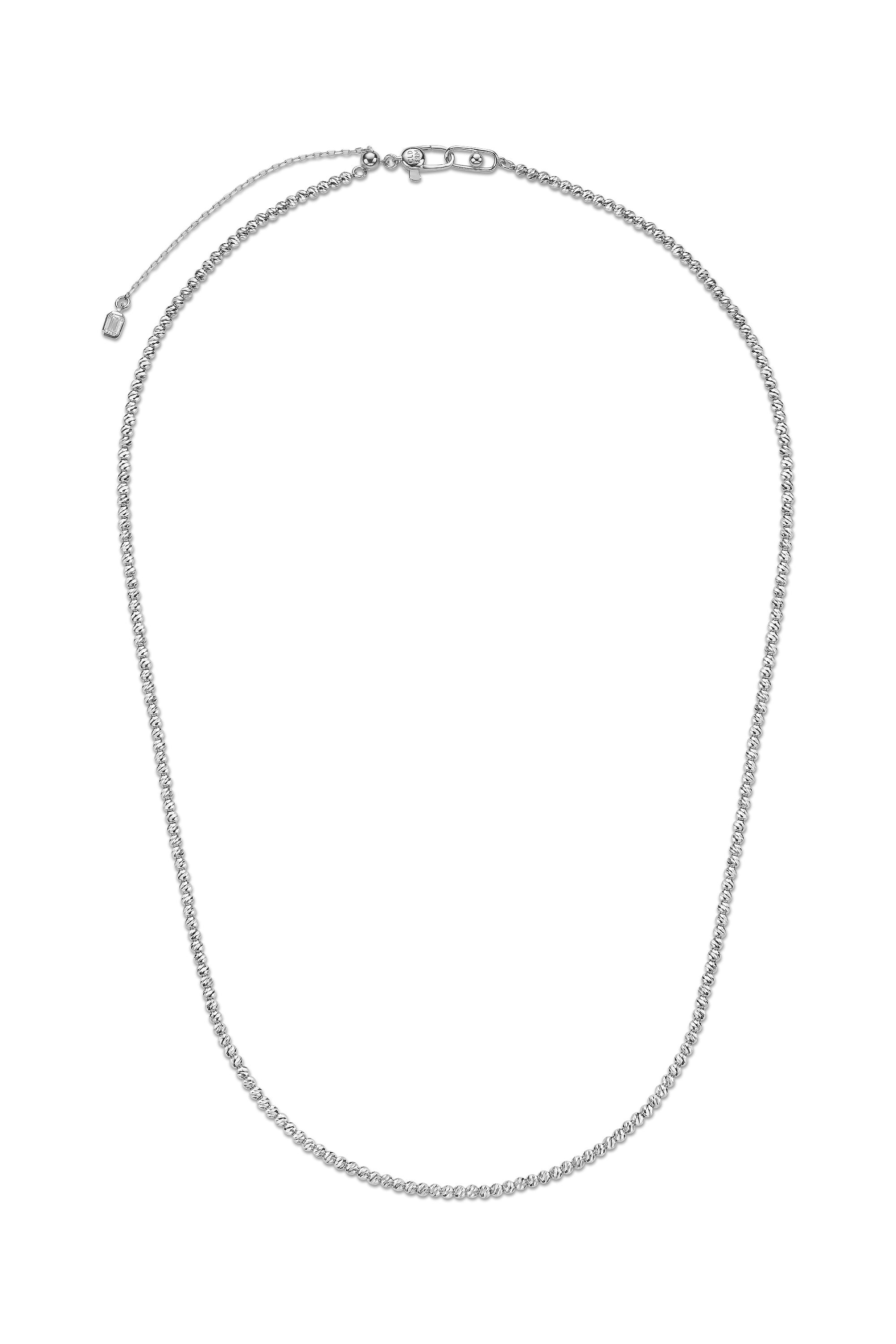 FACETED BALL CHAIN NECKLACE IN WHITE GOLD