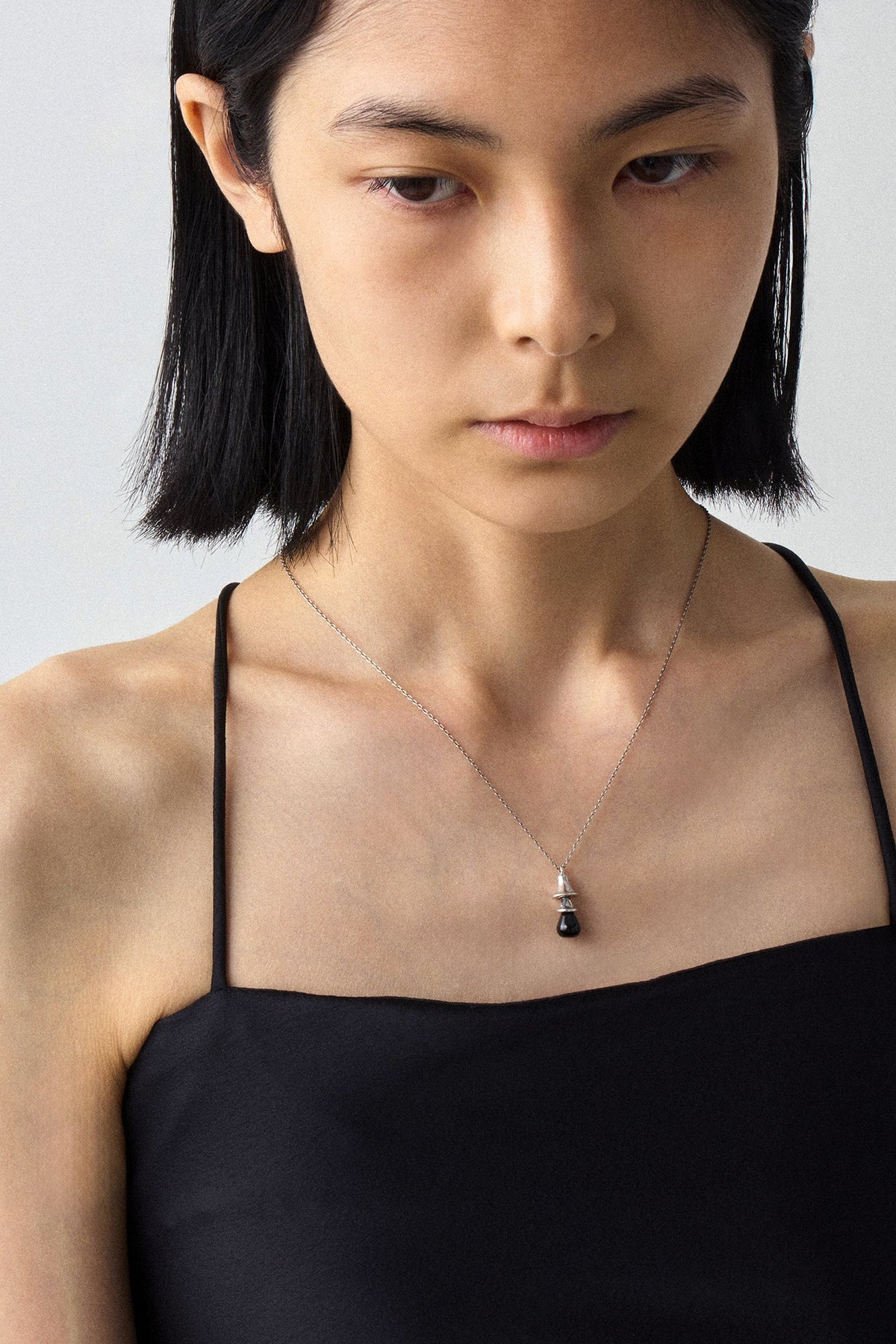 BLACK BELL SILVER NECKLACE