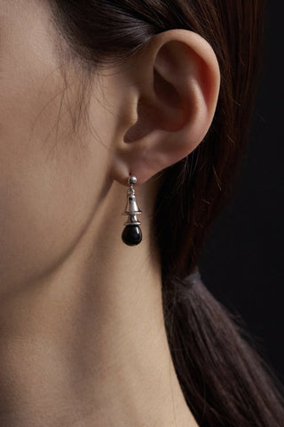 BLACK BELL SILVER EARRINGS