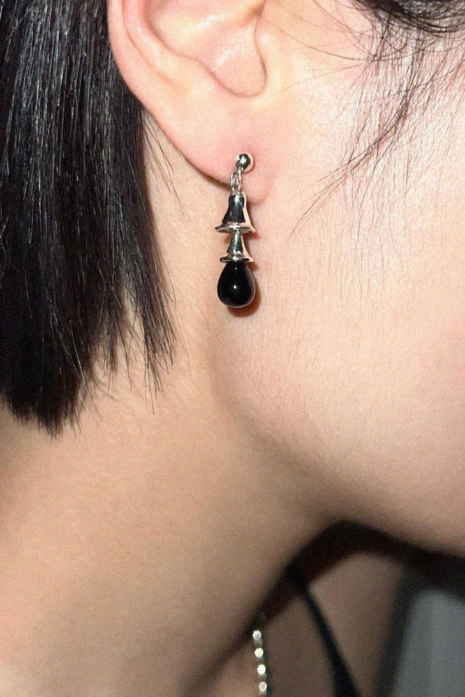 BLACK BELL SILVER EARRINGS