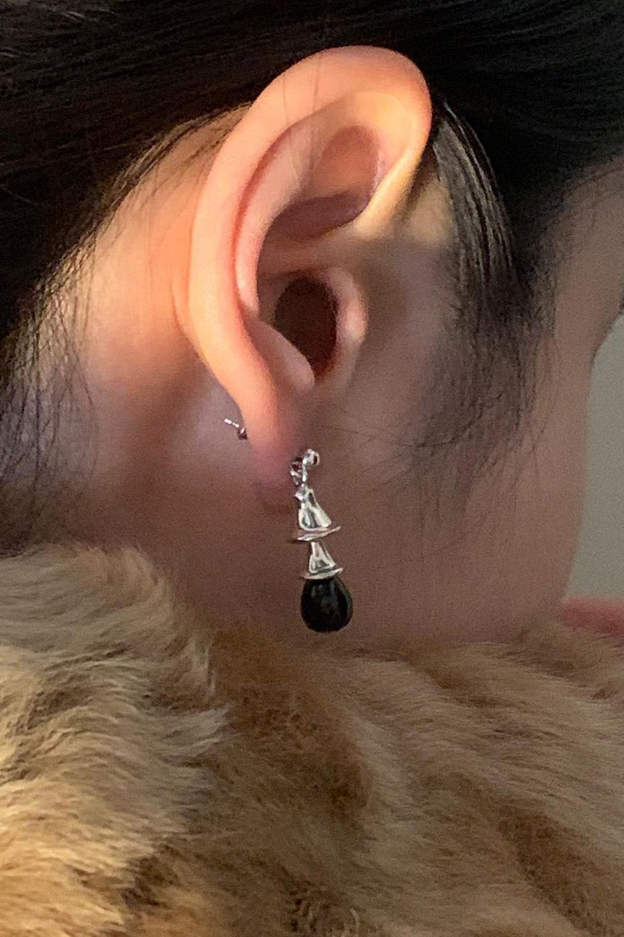 BLACK BELL SILVER EARRINGS