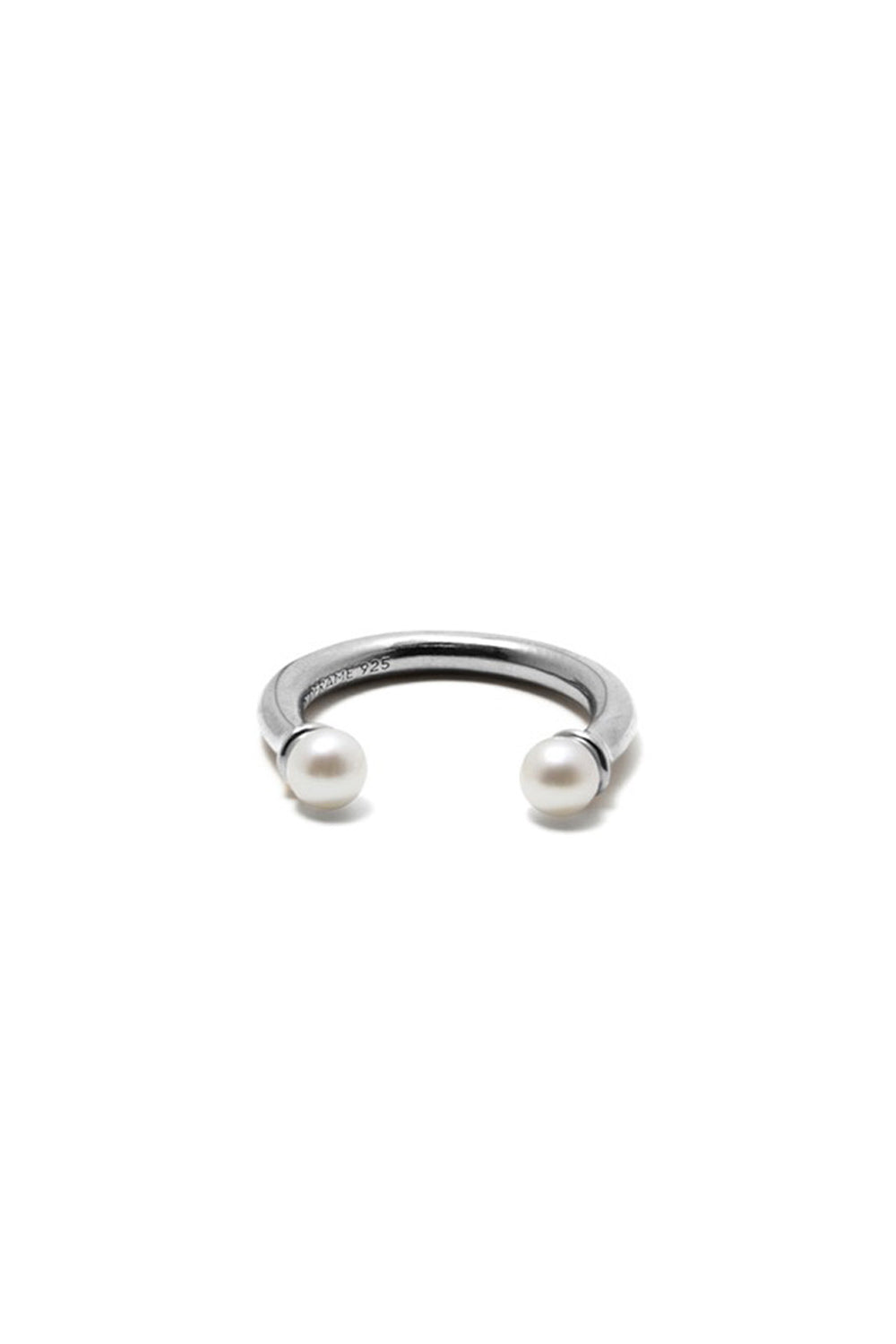 COLD WHITE 4mm DOUBLE PEARL OPEN RING