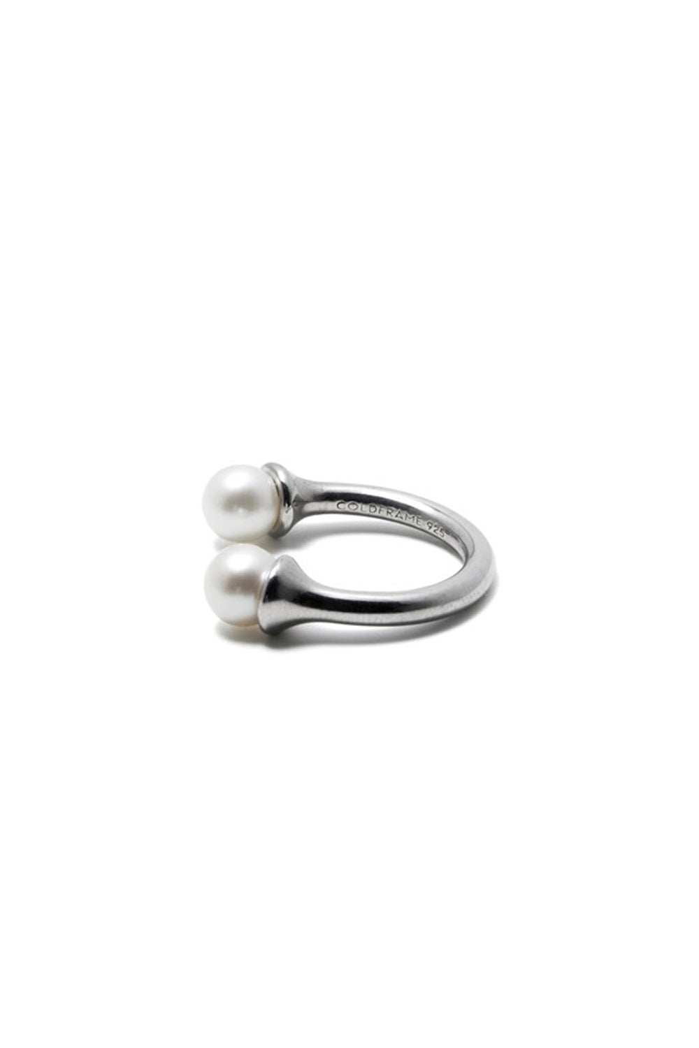 COLD WHITE 6mm DOUBLE PEARL OPEN RING