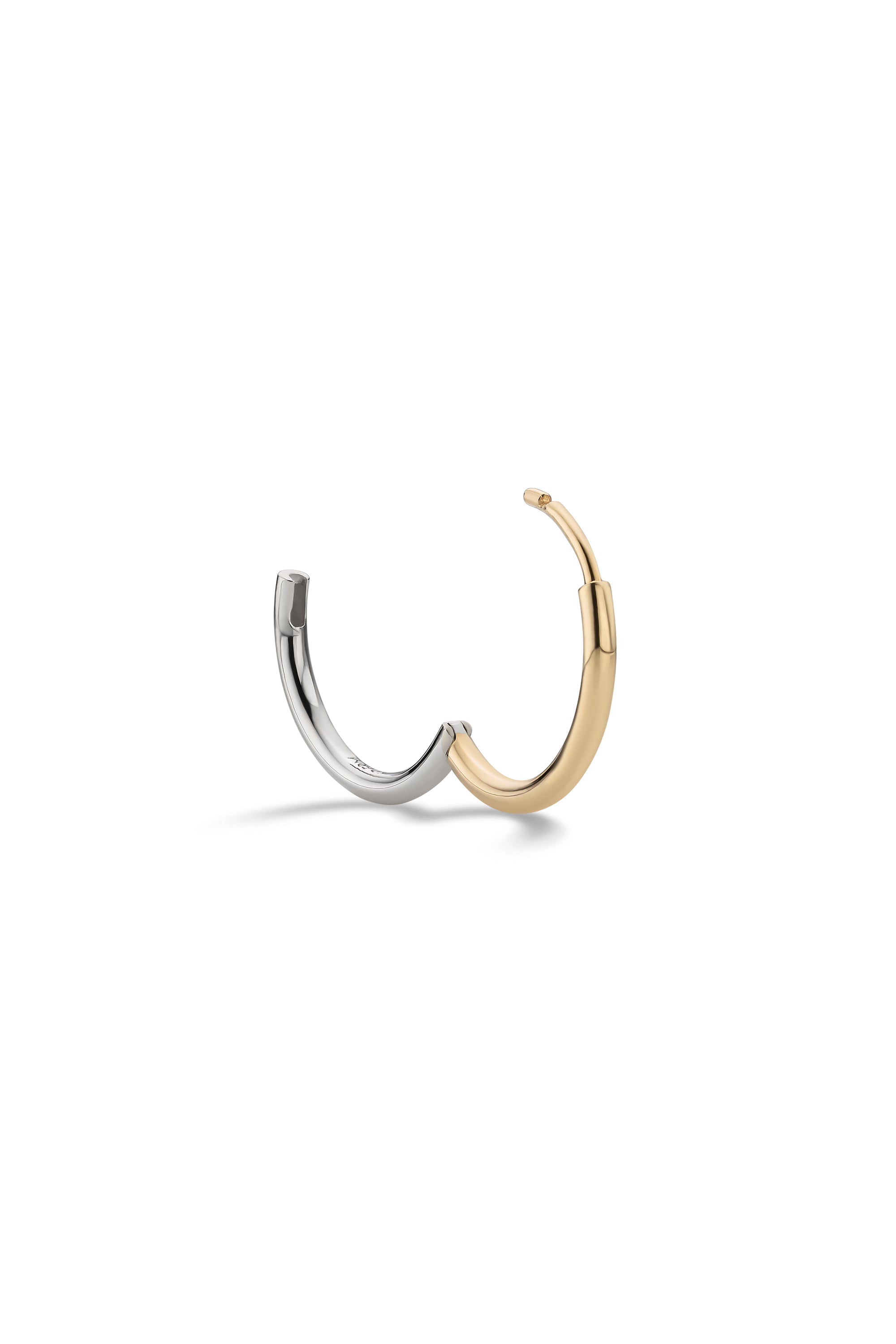 DEUX 10K BICOLOR GOLD HOOP EARRINGS LARGE