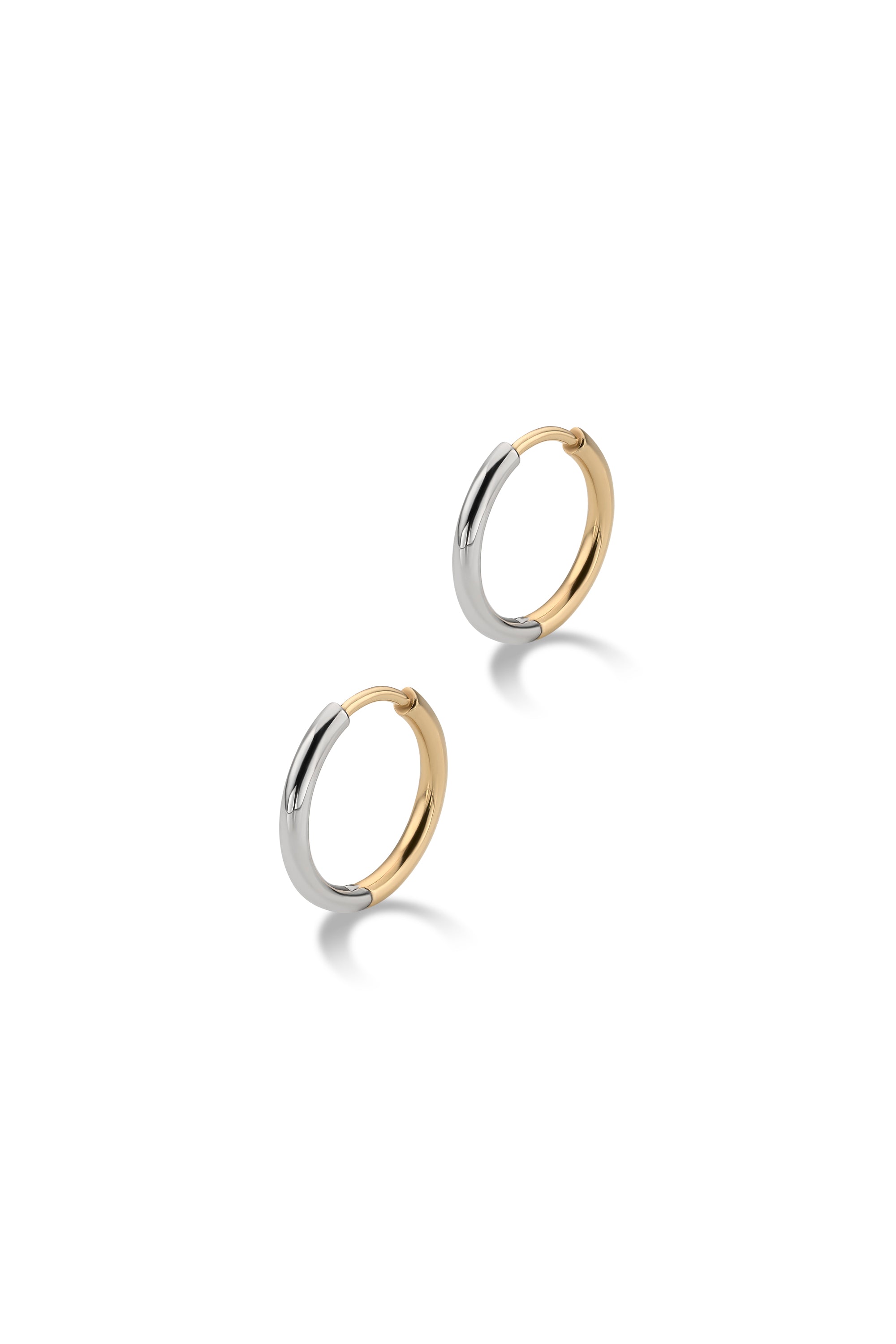 DEUX 10K BICOLOR GOLD HOOP EARRINGS SMALL
