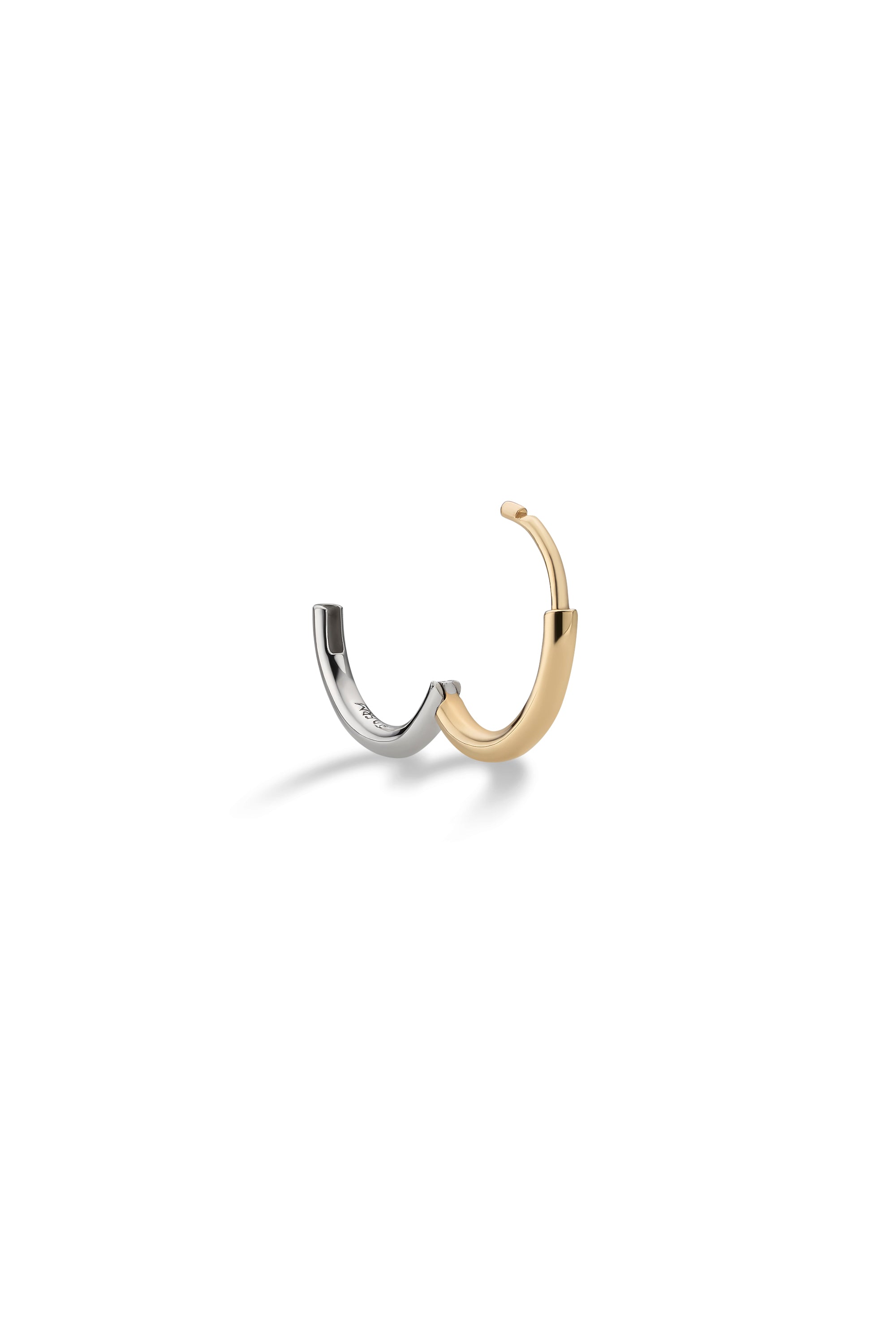 DEUX 10K BICOLOR GOLD HOOP EARRINGS SMALL