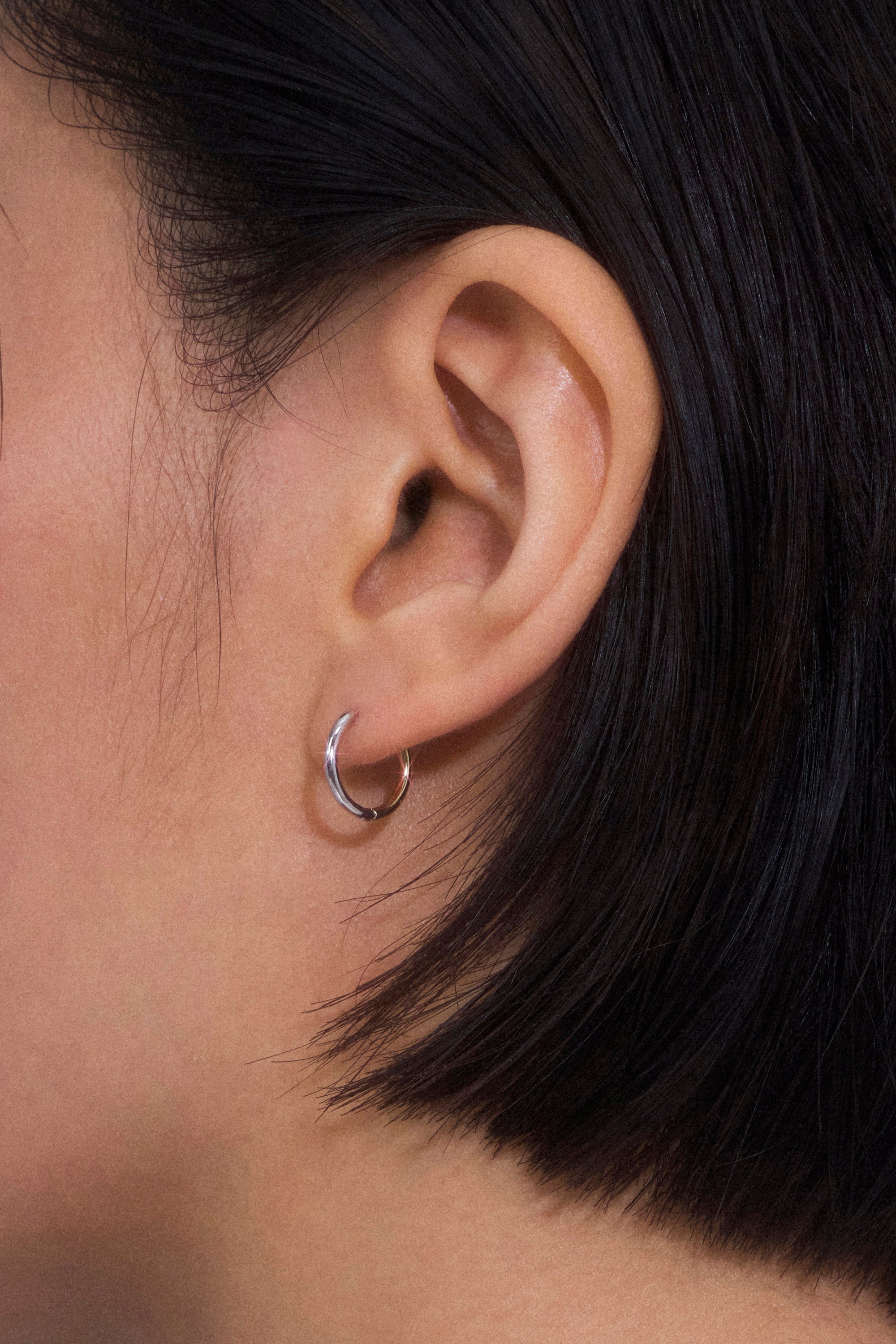 DEUX 18K BICOLOR GOLD HOOP EARRINGS SMALL