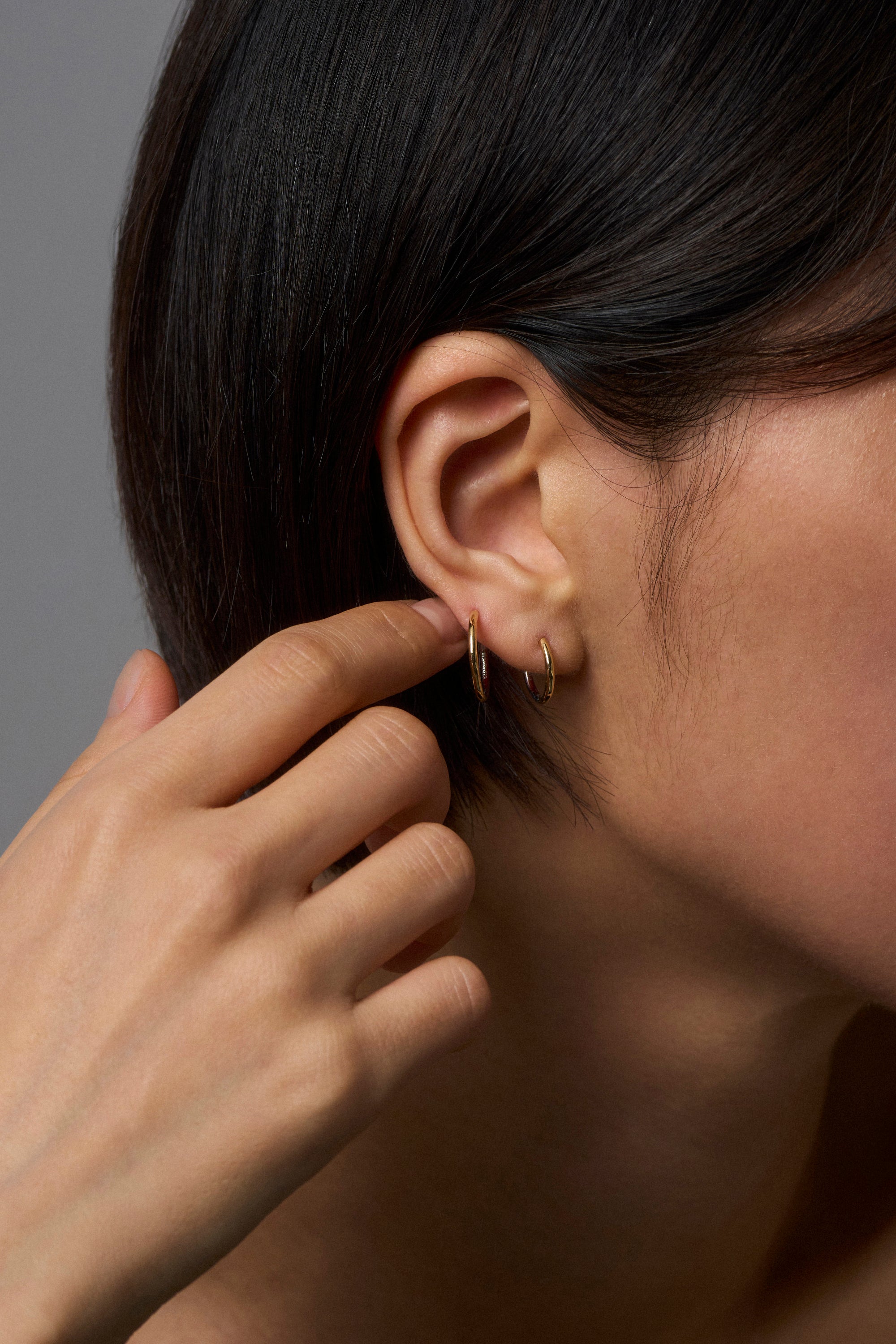 DEUX 18K BICOLOR GOLD HOOP EARRINGS SMALL