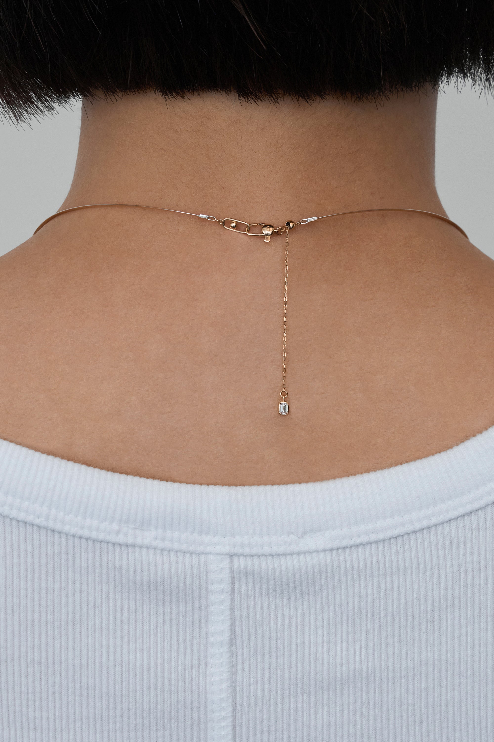 DUAL SQUARE NECKLACE 1.5MM IN GOLD & WHITE GOLD