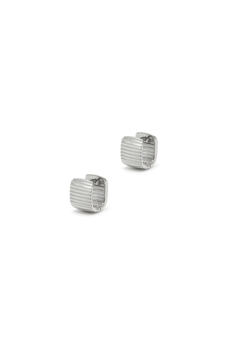ESSENTIAL RIBBED SILHOUETTE WHITE GOLD EARRINGS