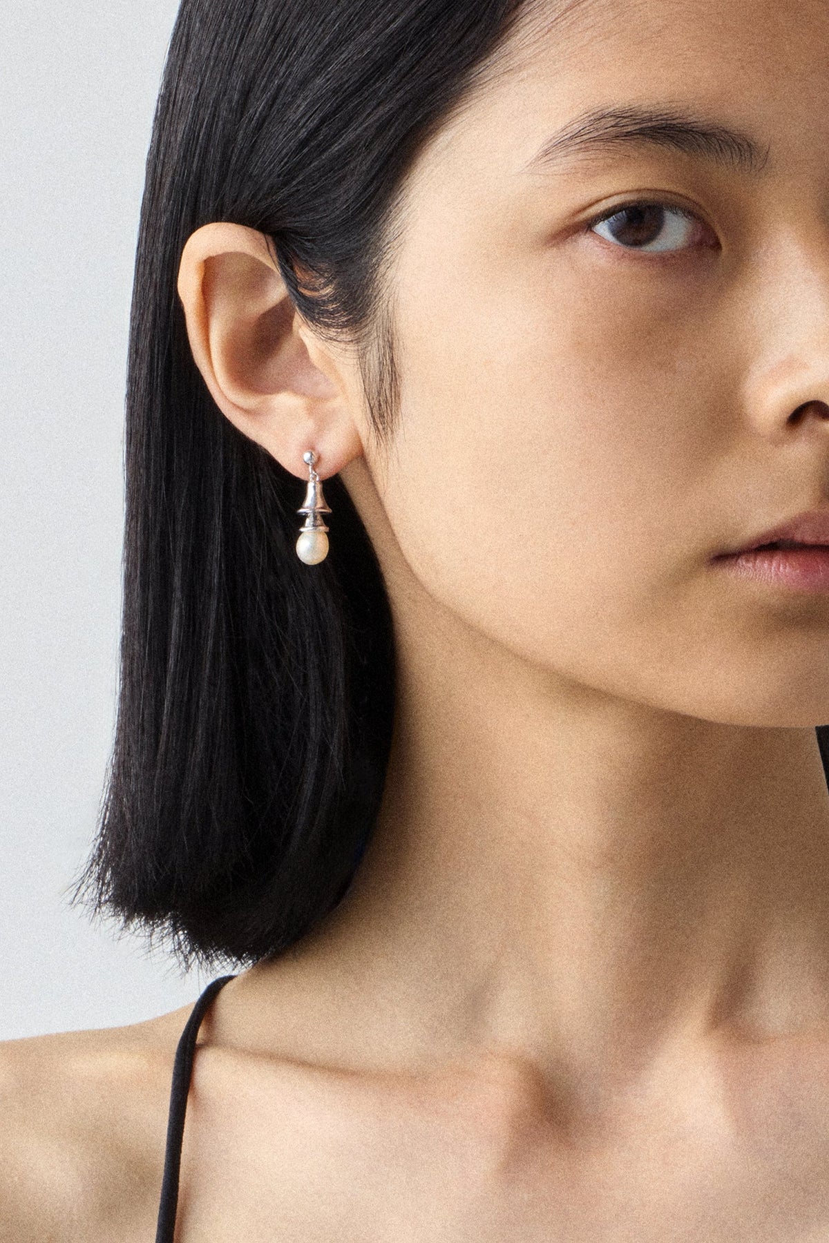 PEARL BELL SILVER EARRINGS