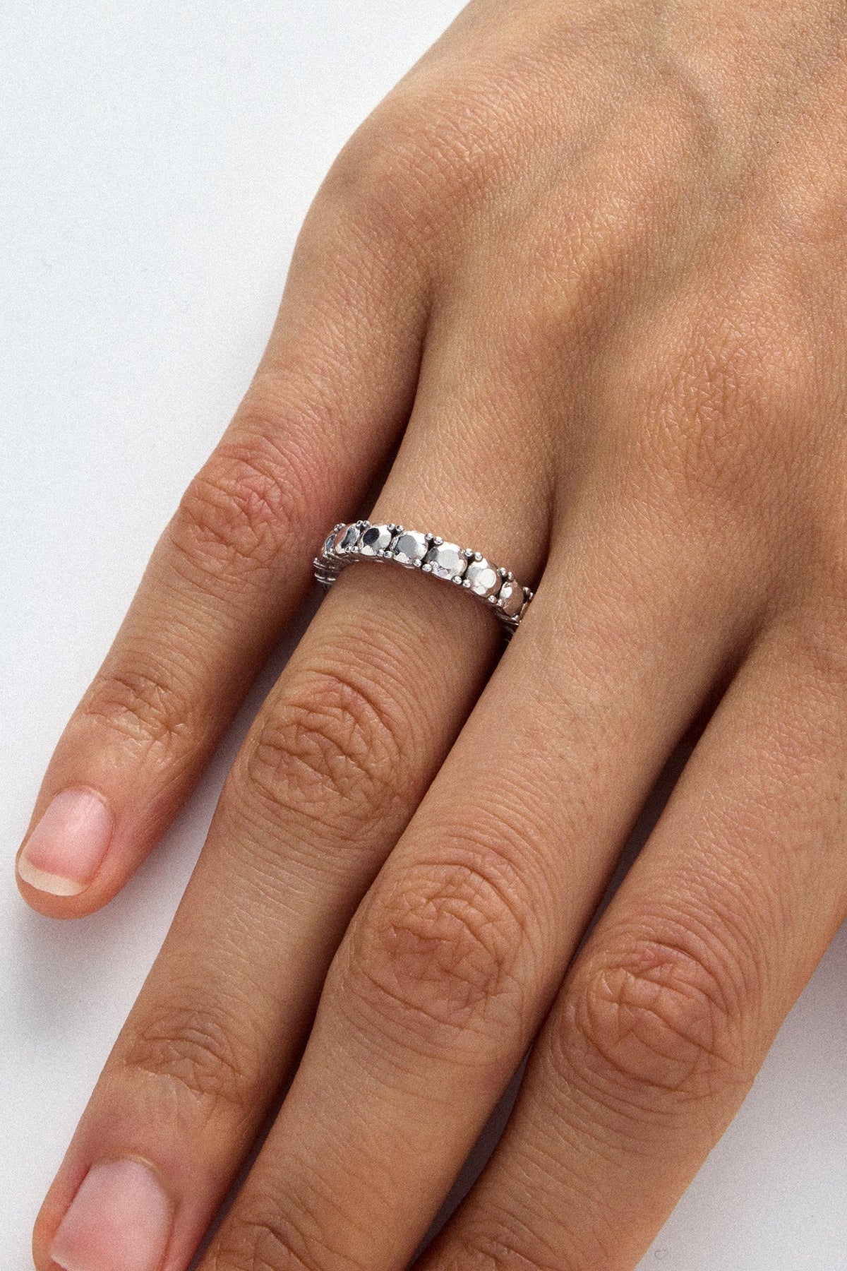 SILVER DIAMOND TENNIS RING