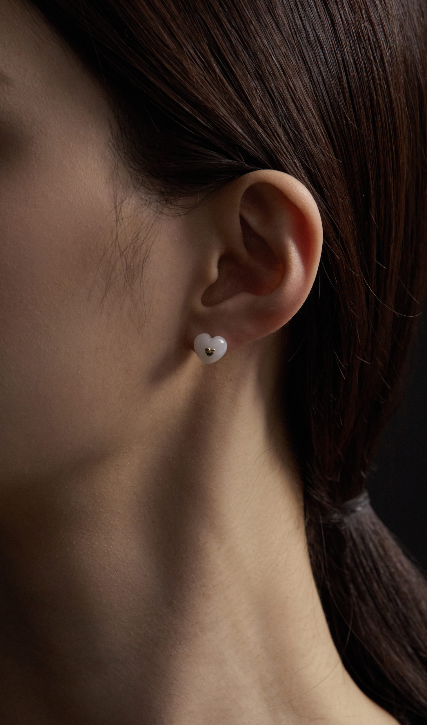 VERY VINTAGE WHITE QUARTZ HEART EARRINGS