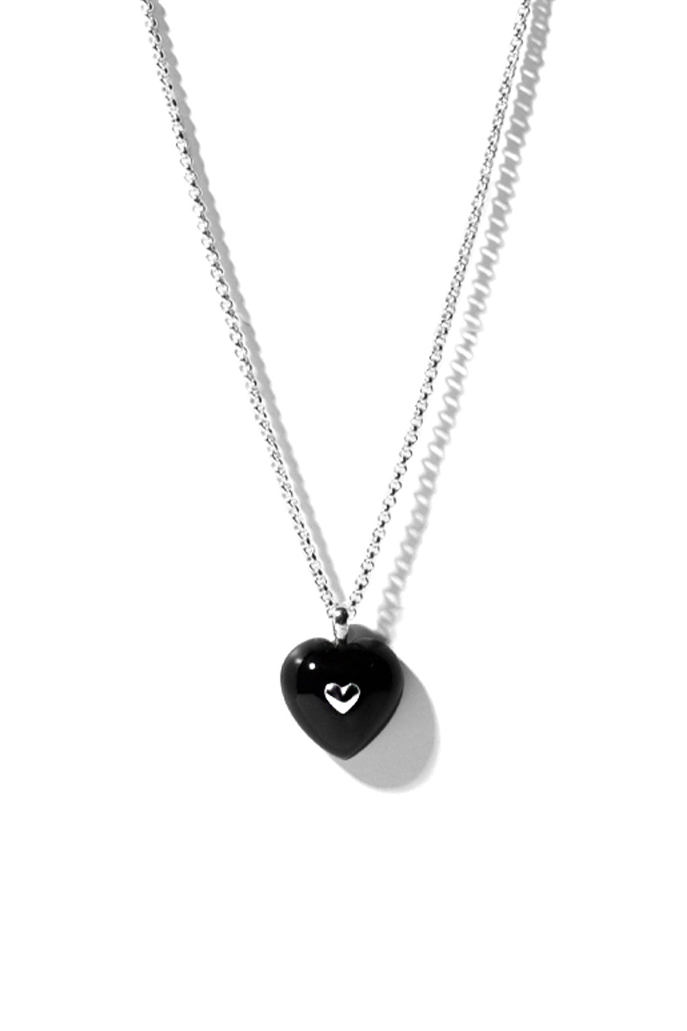 VERY VINTAGE BLACK ONYX HEART PENDANT NECKLACE | COLDFRAME