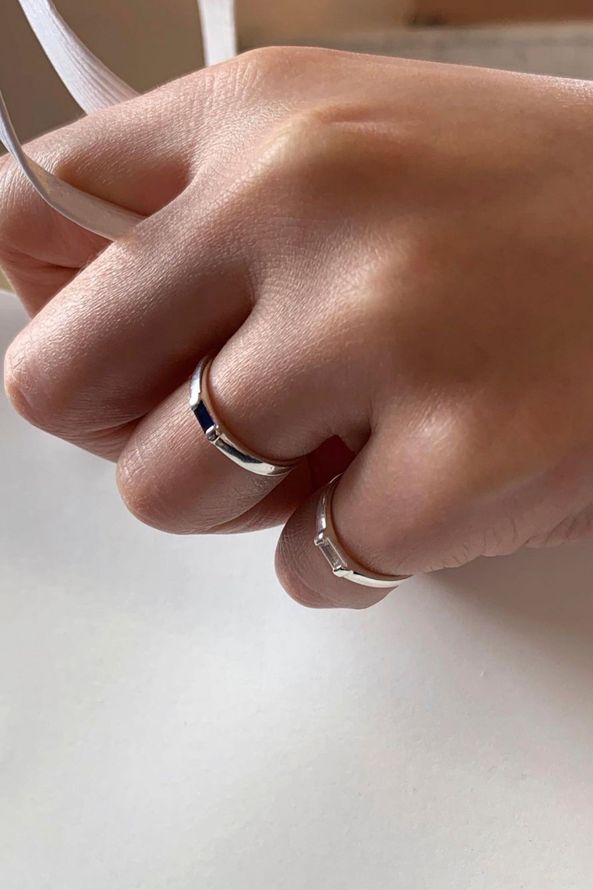 WHITE SAPPHIRE RING FOR LITTLE FINGER